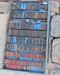 Large Antique Vintage Wood Letterpress Print Type Block A-Z Letters #s