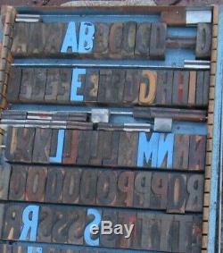 Large Antique Vintage Wood Letterpress Print Type Block A-Z Letters #s