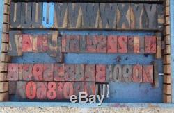 Large Antique Vintage Wood Letterpress Print Type Block A-Z Letters #s