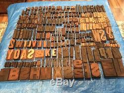 Large Lot 276 Antique Wood Letterpress Printing Press Type Block Letters Typeset
