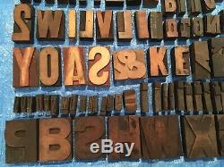 Large Lot 276 Antique Wood Letterpress Printing Press Type Block Letters Typeset