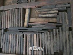 Large Lot Letterpress Wood Type Ruling Border Corners Furniture w Tray