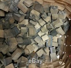 Large Lot of Vintage Wooden Printing Press Blocks Alphabet Letters and more