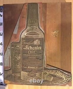 Large Wood Printing Letterpress Printers Block Schenley Whiskey Advertising