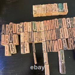 Letterpress Printing Wood Blocks 89 pieces, Vintage uppercase alphabet