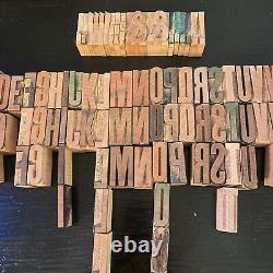 Letterpress Printing Wood Blocks 89 pieces, Vintage uppercase alphabet