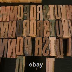 Letterpress Printing Wood Blocks 89 pieces, Vintage uppercase alphabet