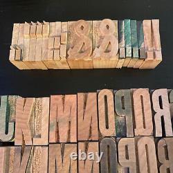 Letterpress Printing Wood Blocks 89 pieces, Vintage uppercase alphabet