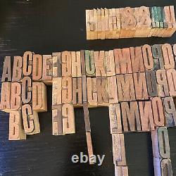 Letterpress Printing Wood Blocks 89 pieces, Vintage uppercase alphabet