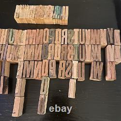 Letterpress Printing Wood Blocks 89 pieces, Vintage uppercase alphabet