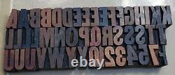 Letterpress Wood Type 8 Line 1 5/16 Letters 47 Pieces