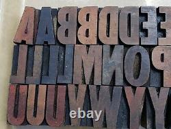 Letterpress Wood Type 8 Line 1 5/16 Letters 47 Pieces