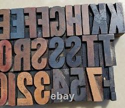 Letterpress Wood Type 8 Line 1 5/16 Letters 47 Pieces