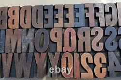 Letterpress Wood Type 8 Line 1 5/16 Letters 47 Pieces