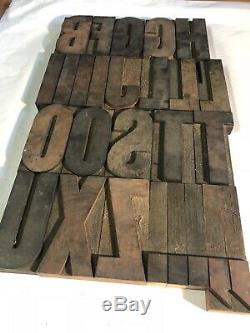 Letterpress Wood Type Printing Blocks 5 Inches Tall 26 Pieces Antique VTG