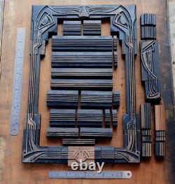 Letterpress border wood printing blocks ornaments decorative Art Nouveau vintage