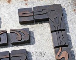 Letterpress border wooden printing blocks ornaments Art Nouveau wood frame old