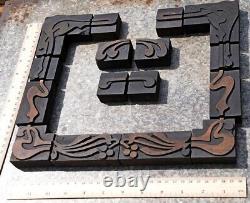 Letterpress border wooden printing blocks ornaments Art Nouveau wood frame old