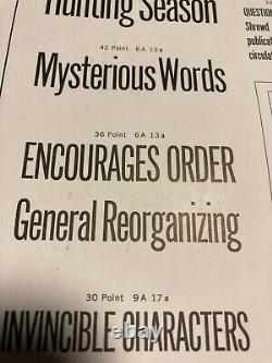 Letterpress type 36pt News Gothic Ext. Cond. Caps & 18pt Alternate Gothic No. 1