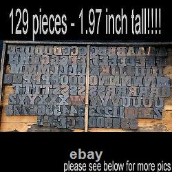 Letterpress wood printing blocks 129 pcs 1.97 tall alphabet type woodtype ABC