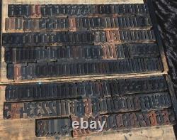 Letterpress wood printing blocks 190pcs 2.83 tall blackletter type woodtype ABC