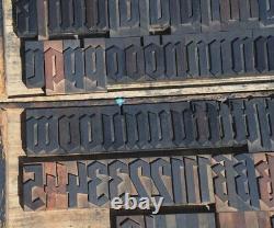 Letterpress wood printing blocks 190pcs 2.83 tall blackletter type woodtype ABC