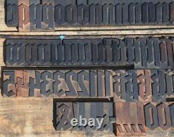 Letterpress wood printing blocks 190pcs 2.83 tall blackletter type woodtype ABC