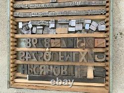 Letterpress wood type characters antique drawer
