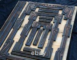 Letterpress wooden frame set Art Nouveau rare awesome wood type printer +100 pcs