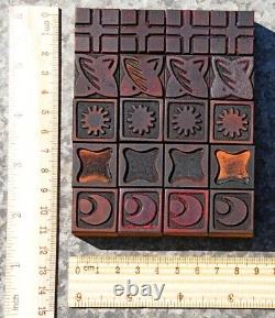 Letterpress wooden printing blocks ornaments Art Nouveau Deco wood decoration