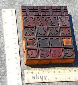 Letterpress wooden printing blocks ornaments Art Nouveau Deco wood decoration