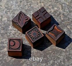 Letterpress wooden printing blocks ornaments Art Nouveau Deco wood decoration