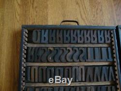 Lot 2 Trays Antique Wood Letterpress Print Printer's Block Alphabet & Numbers 2