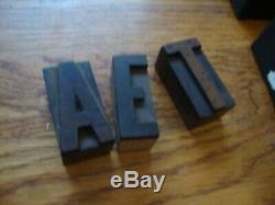 Lot 2 Trays Antique Wood Letterpress Print Printer's Block Alphabet & Numbers 2