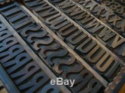 Lot 2 Trays Antique Wood Letterpress Print Printer's Block Alphabet & Numbers 2