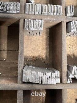 Lot 340+ Letterpress Type Metal Printing Block Antique 3/8 Alphabet & Numbers