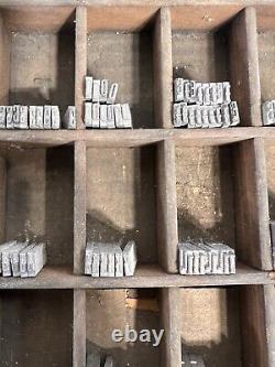 Lot 340+ Letterpress Type Metal Printing Block Antique 3/8 Alphabet & Numbers