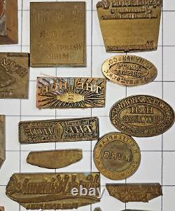 Lot 38 Antique Printing Blocks Plates 1910-1930s CLOTHING advertising brass