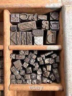 Lot 60+ Letterpress Type Metal Printing Block Antique Animal Moon Star Yin Yang