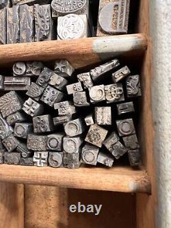Lot 60+ Letterpress Type Metal Printing Block Antique Animal Moon Star Yin Yang