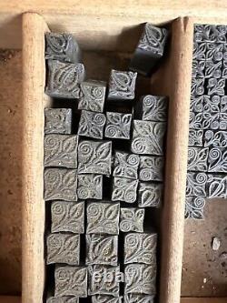 Lot 70+ Letterpress Type Metal Printing Block Antique Floral Whimsical Swirl