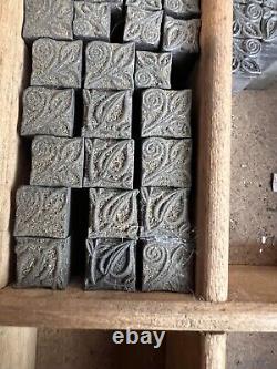 Lot 70+ Letterpress Type Metal Printing Block Antique Floral Whimsical Swirl