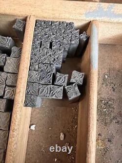 Lot 70+ Letterpress Type Metal Printing Block Antique Floral Whimsical Swirl