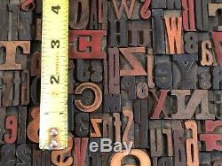 Lot of 100 Antique VTG Wood LETTERPRESS Print Type Block ALPHABET Letters & #'s
