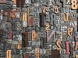 Lot of 100 Large VTG Metal Wood LETTERPRESS Print Type Block Alphabet Letters #s