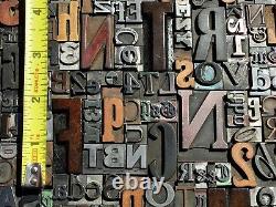 Lot of 100 Large VTG Metal Wood LETTERPRESS Print Type Block Alphabet Letters #s