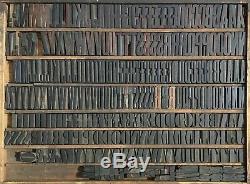 Lot of 248 Vintage Wood Letterpress Print Type Block Alphabet Letter Punctuation
