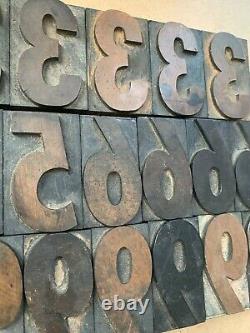 Lot of 36 Antique VTG Wood LETTERPRESS Print Type Block Numbers 2.5 Tall