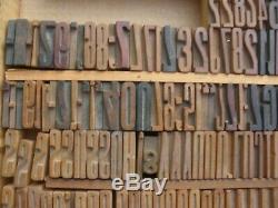 Lot of 697 Wood Letterpress Print Type Block Alphabet Letter Numbers Punctuation