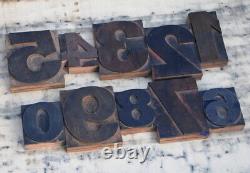 Mixed numbers 0-9 letterpress wood printing blocks wood type number vintage